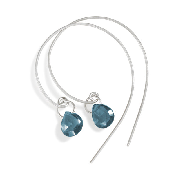 The Tear Stone Loop Earrings in Silver