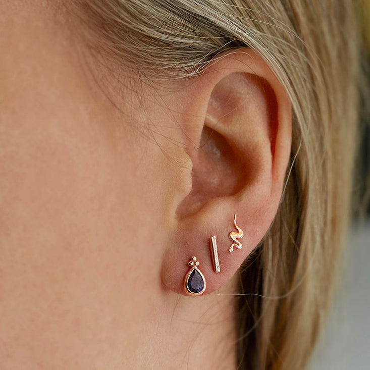 The 9kt Rose Gold Snake Stud-Earrings-Black Betty Design