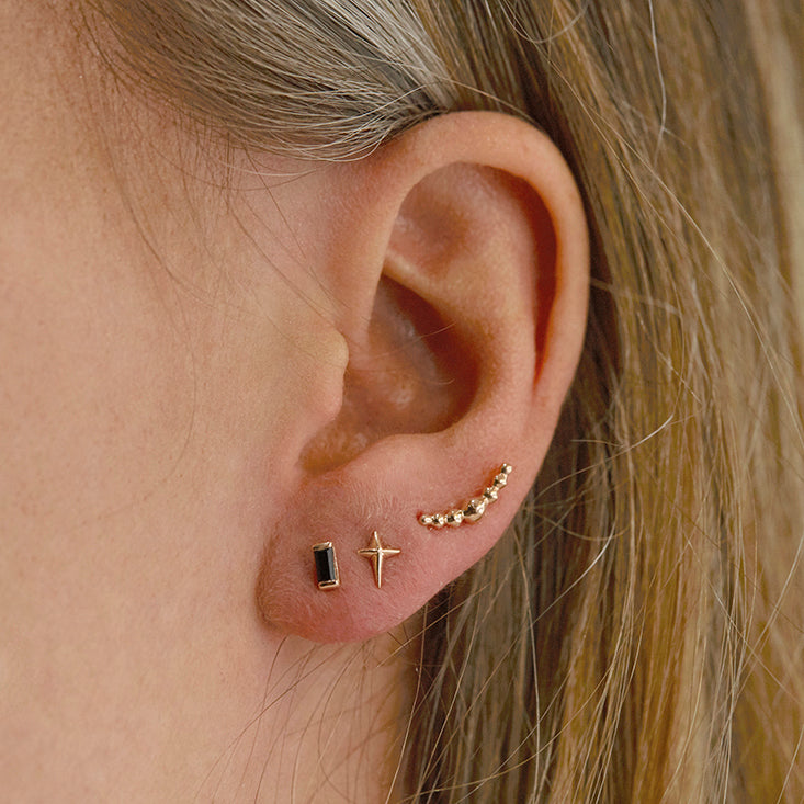 The Spinel Baguette Stud in 9kt Rose Gold-Earrings-Black Betty Design