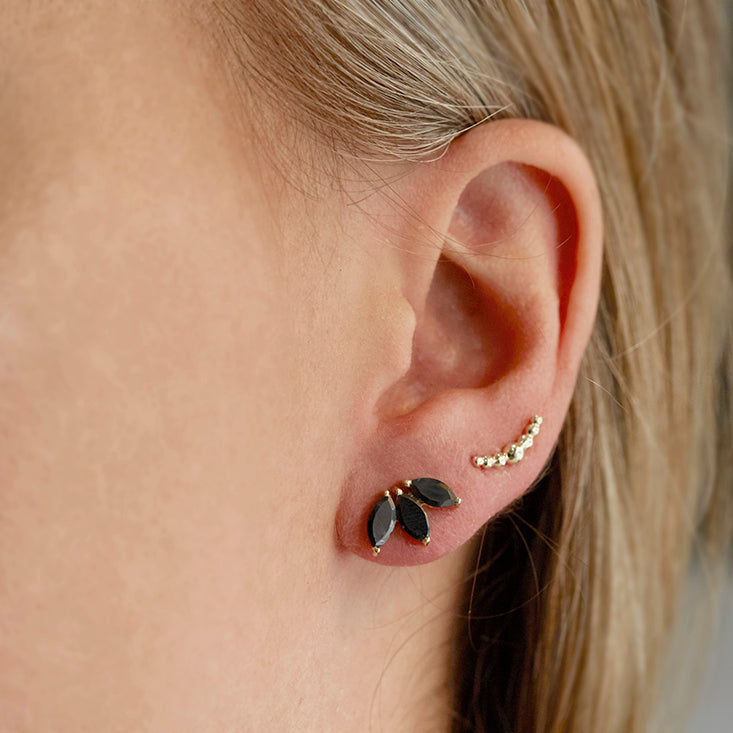 The Tri Spinel Marquise Stud in 9kt Rose Gold-Earrings-Black Betty Design