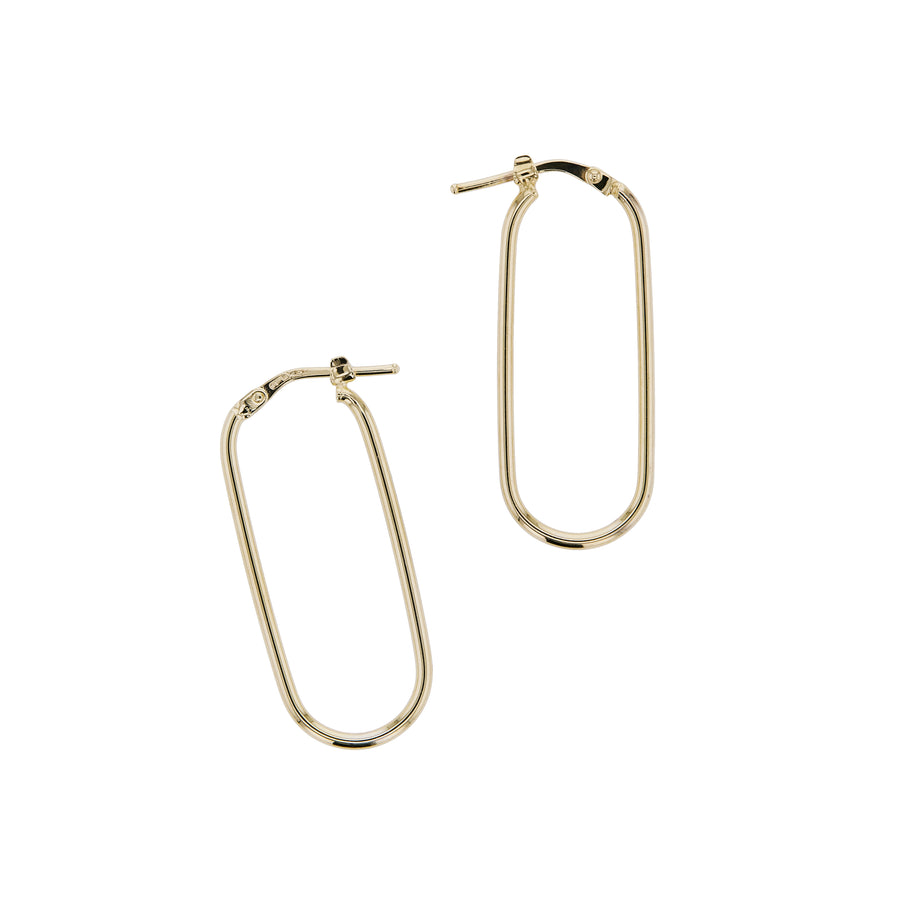 9kt Gold Paperclip Hoops / 35x15mm