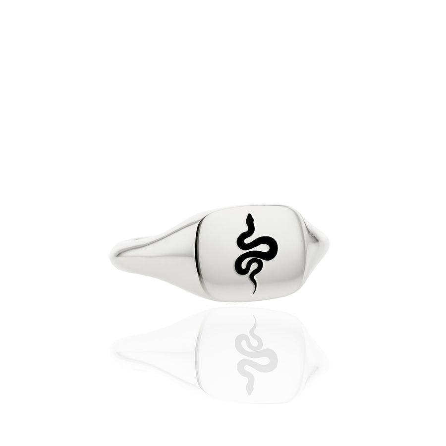 The Serpent's Chunky Signet Ring in Silver