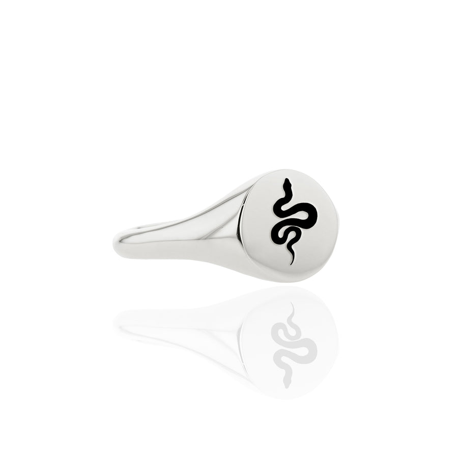 The Serpent's Chunky Signet Ring in Silver
