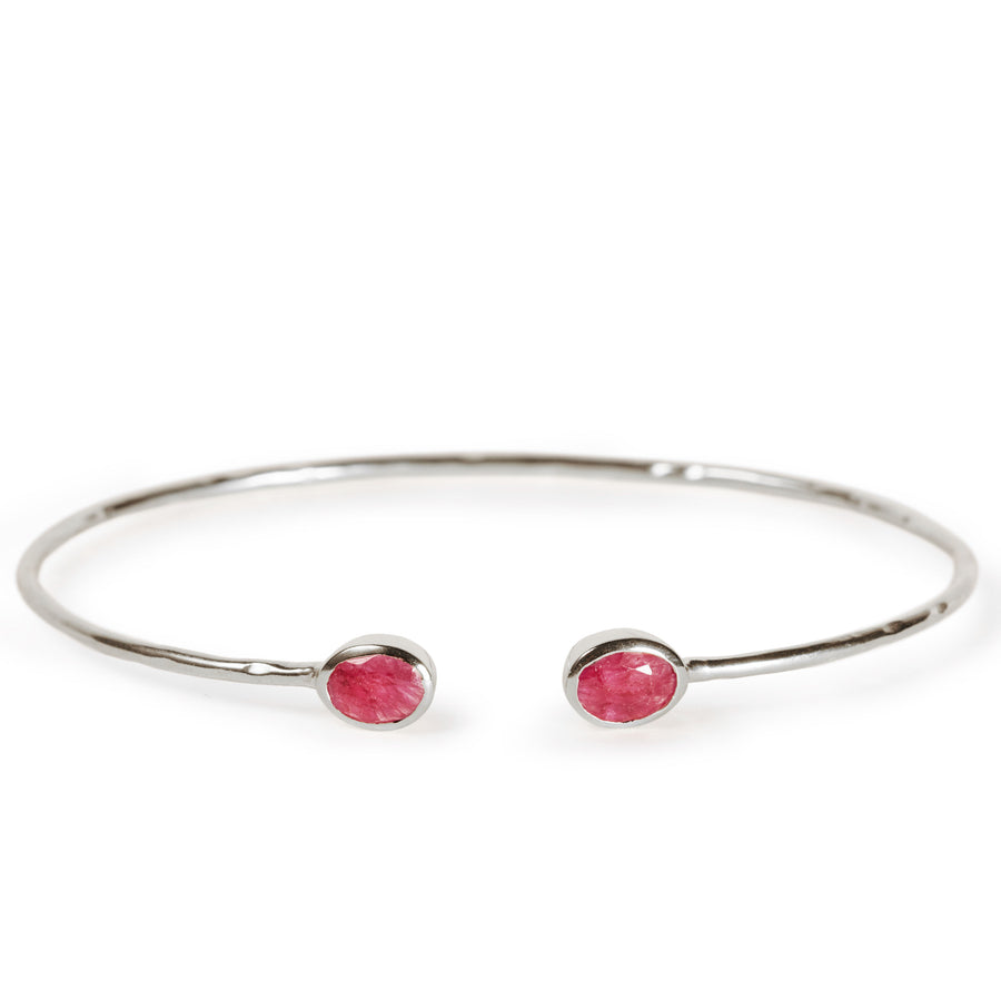The Double Stone Bangle Silver