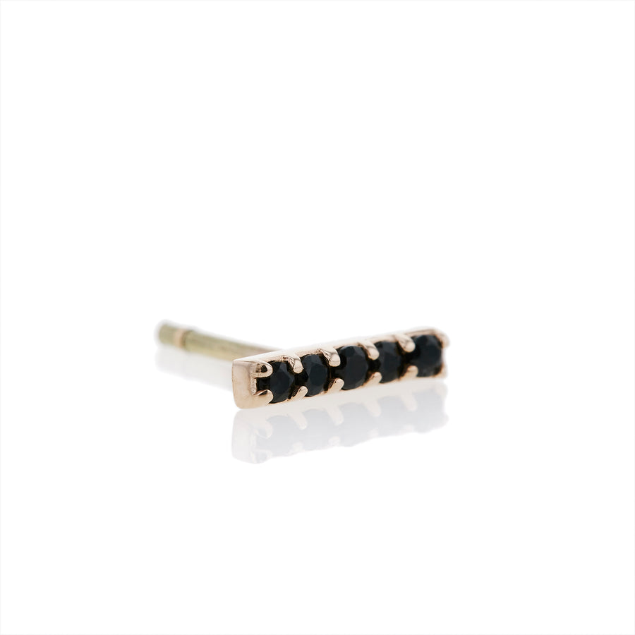 The Black Sapphire Bar Stud in 9kt Rose Gold