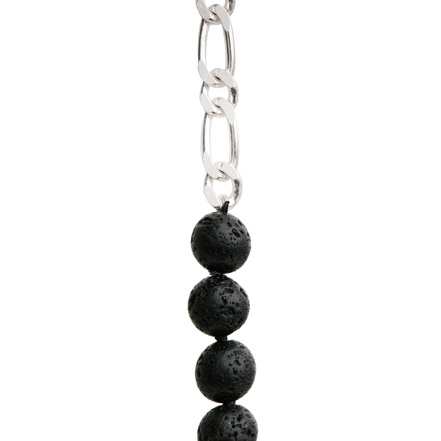 The Lava Bead and Chain Necklace in Silver