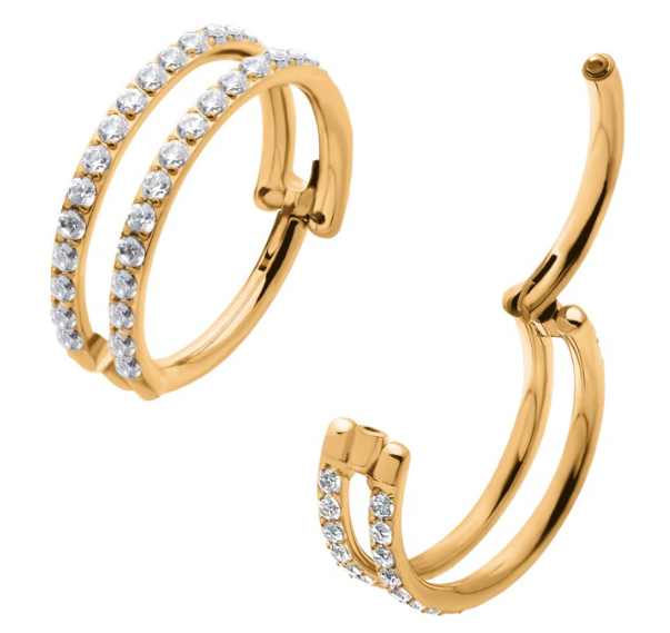 The Double Trouble Hinged Segment Ring in 24kt PVD Gold