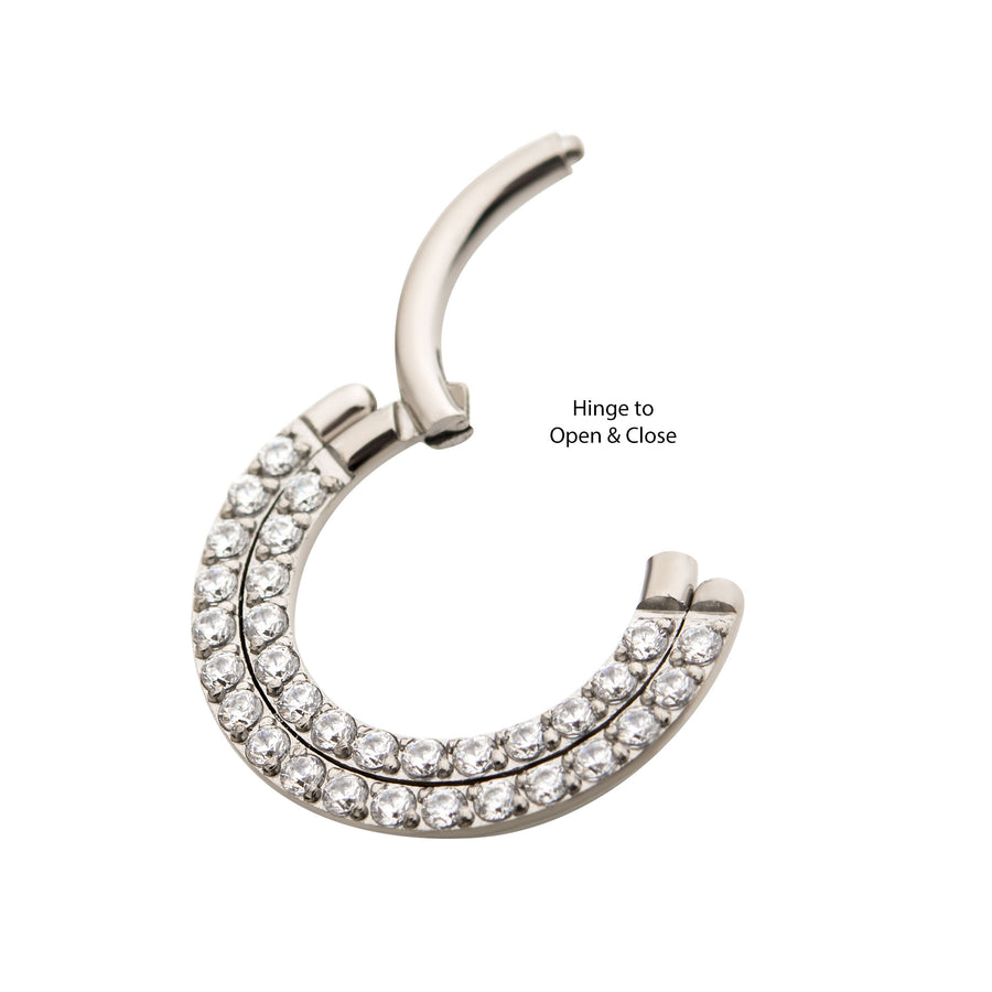 The Double Row Prong Set Hinged Segment with CZ in Titanium - 1.2x8