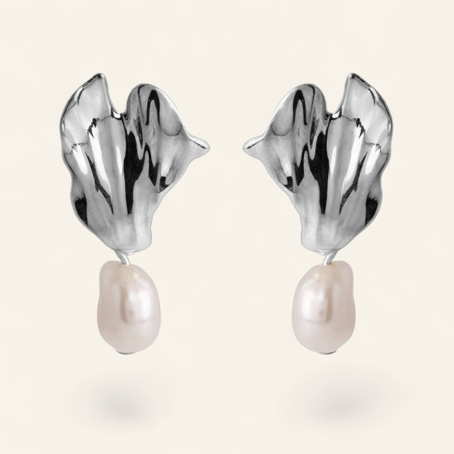 The Sculpted Pearl Petal Earrings