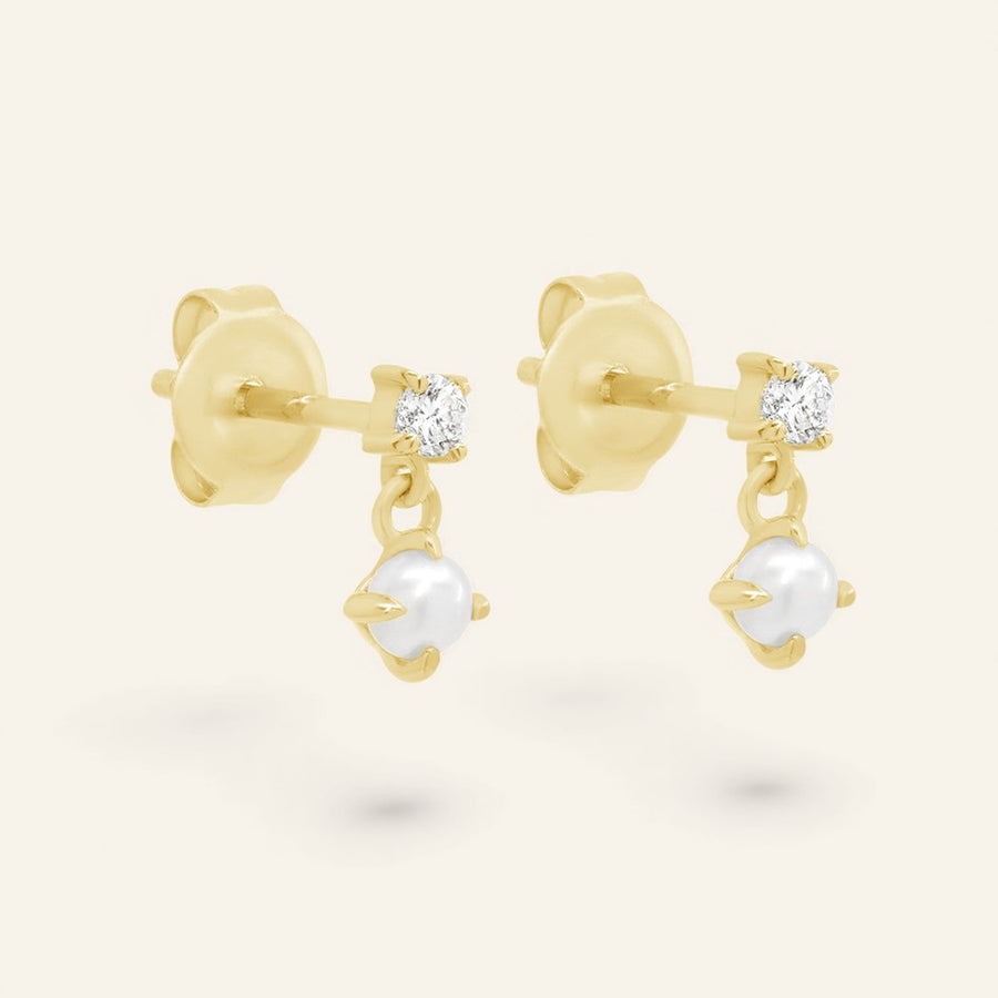 The Mini Golden Pearl Drop Stud