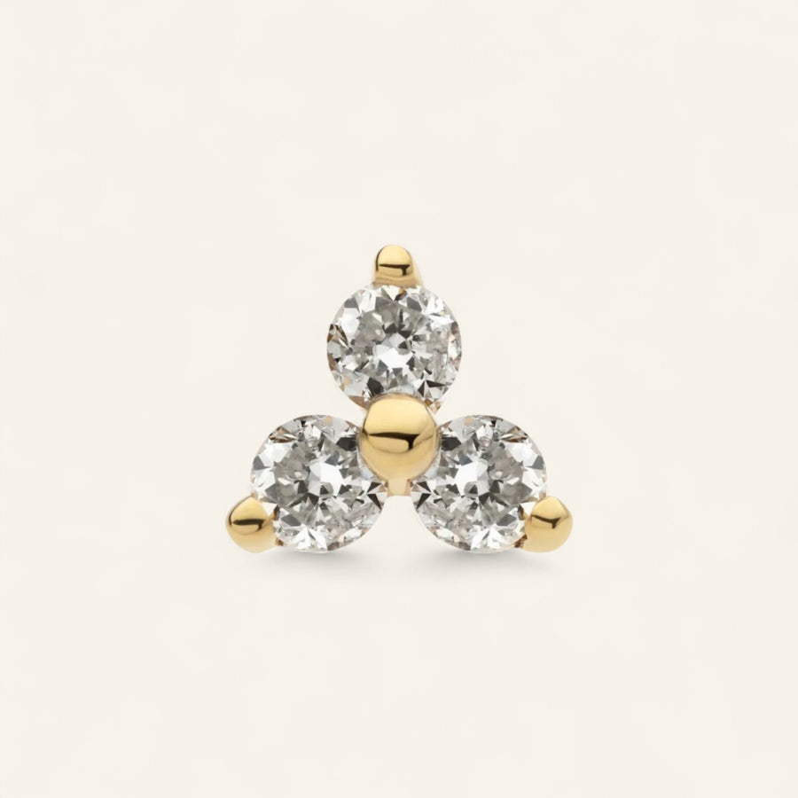 The 14kt Gold Tri CZ Stud Top
