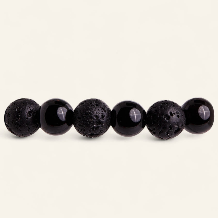 The Lava & Black Onyx Beaded Bracelet