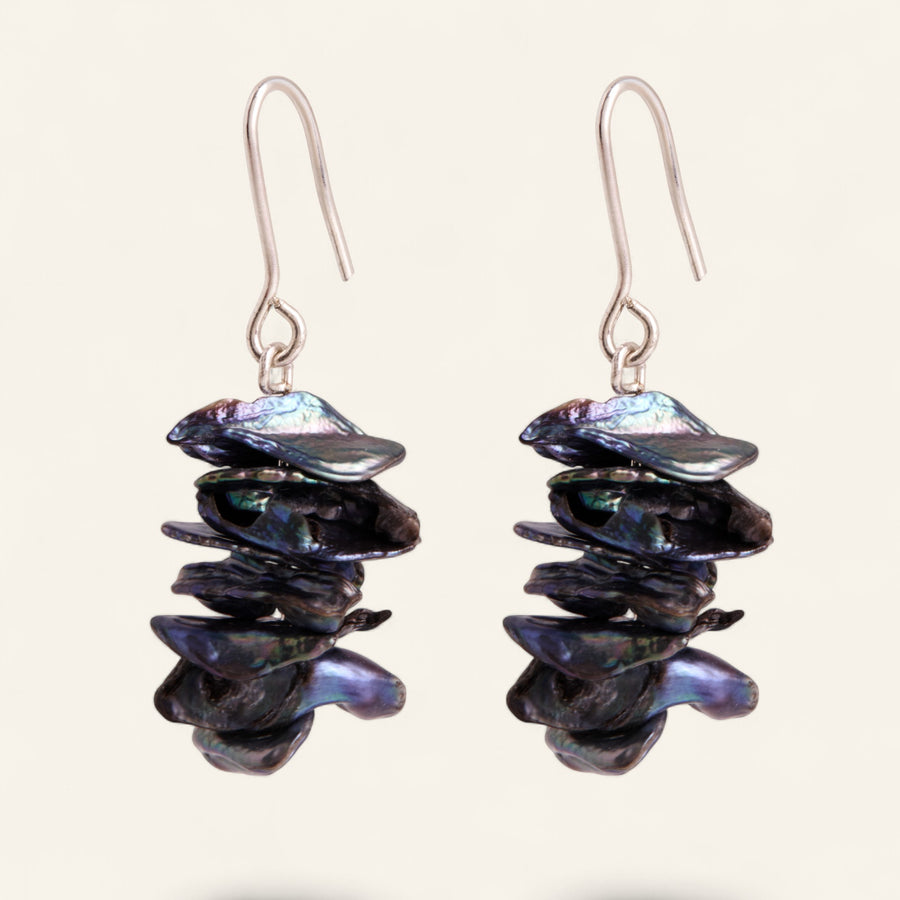 The Stacked Jagged Black Pearl Drops