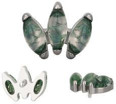 The Titanium Moss Agate Fan Marquise Stud Top