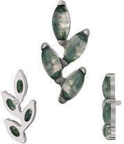 The Titanium Moss Agate Marquise Leaf Stud Top