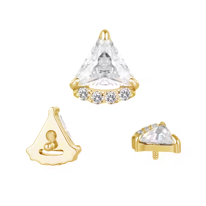 The 24kt PVD Triangle and Round CZ Stud Top