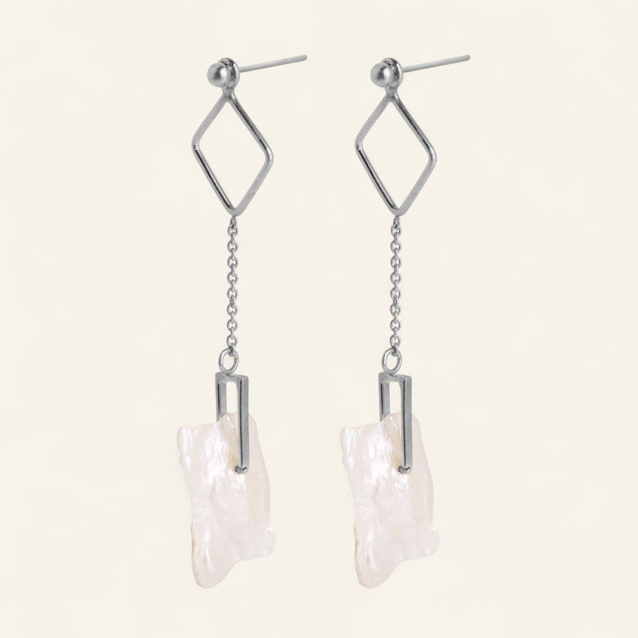 The Keshi Petal Pearl Chain Studs