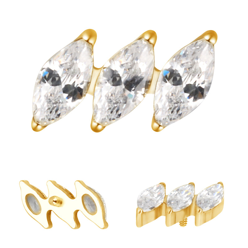 The 24kt PVD Marquise Row CZ Stud Top