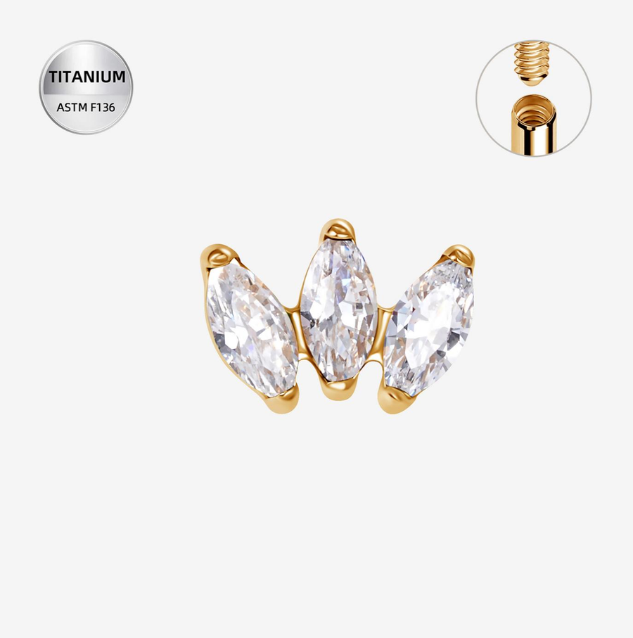 The 24Kt Gold PVD Fan Marquise CZ Stud Top