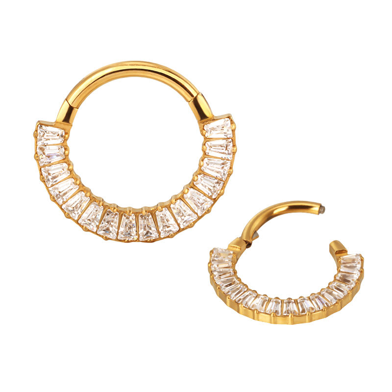 The 24kt Gold PVD Baguette Cluster Hoop Clicker