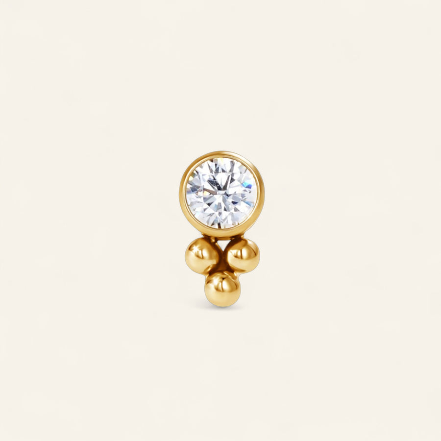 The PVD Tri Bead Bezel CZ Stud Top