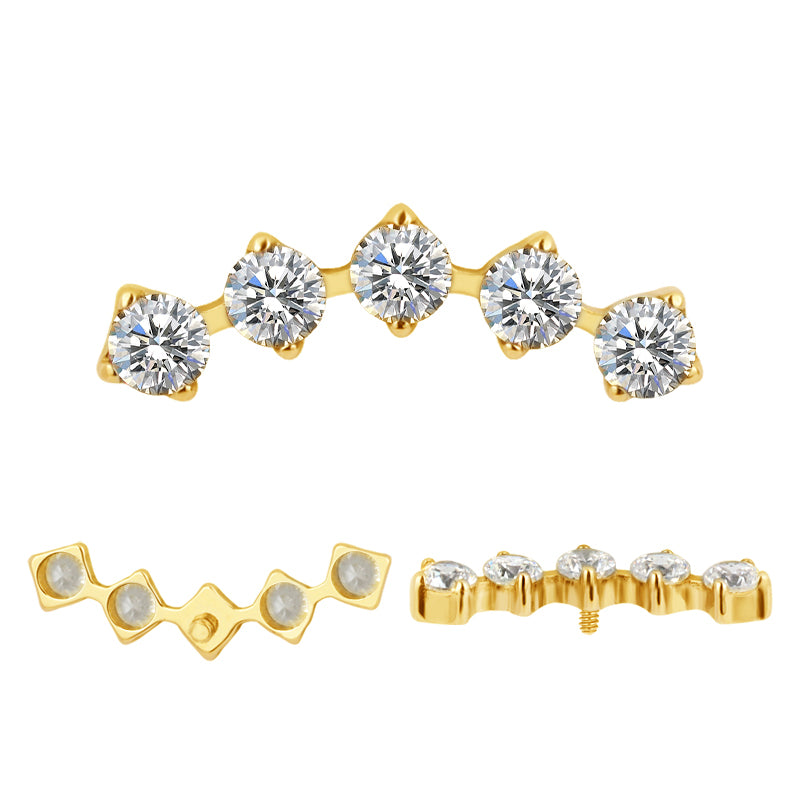 The 24Kt Gold PVD Five Stoned Prong CZ Stud Top