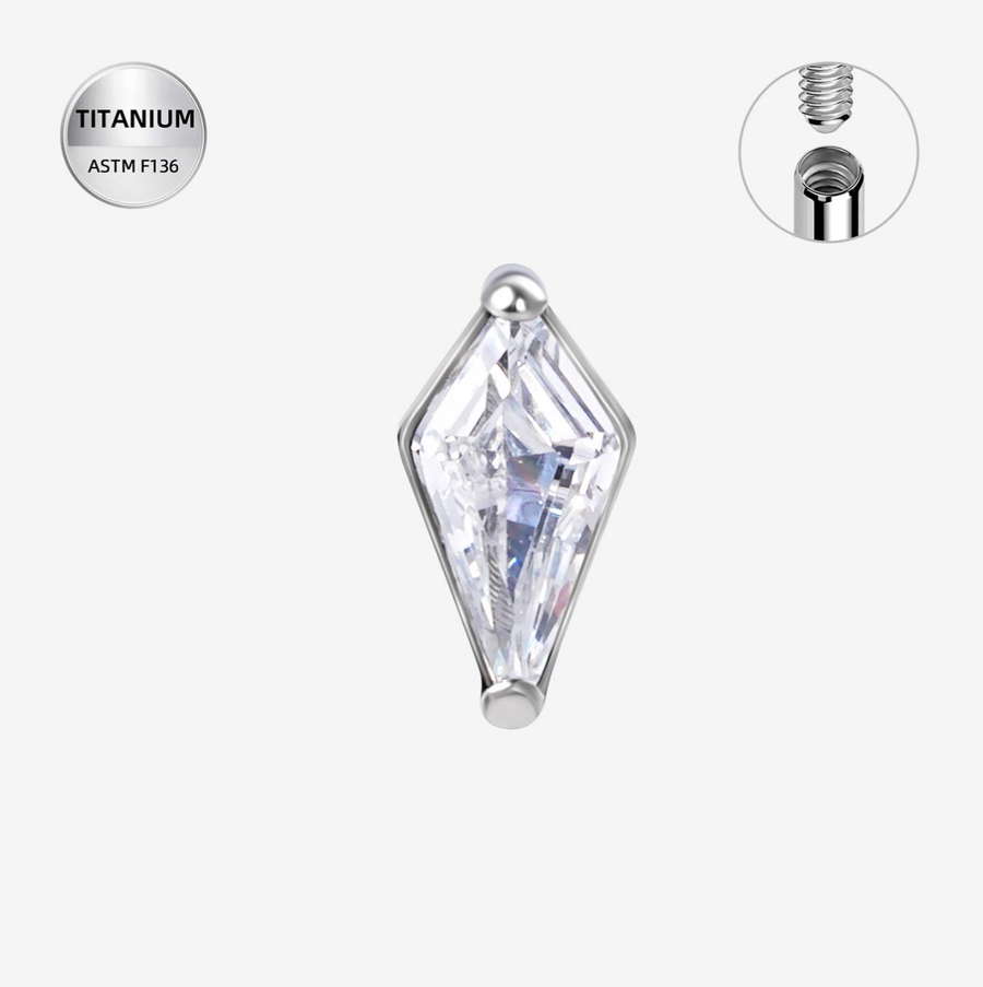 The Titanium CZ Kite Shape Bezel Stud Top