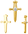 The 24kt PVD Stoned Dagger CZ Stud Top