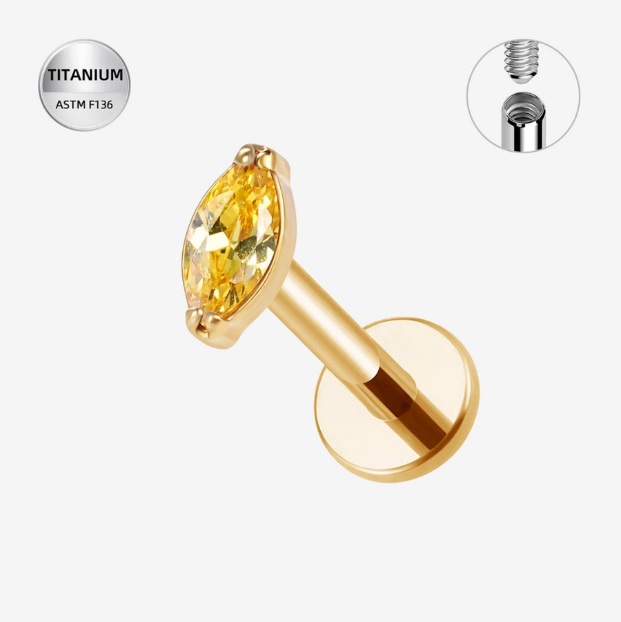 The 24kt PVD Yellow Marquise CZ Stud Top