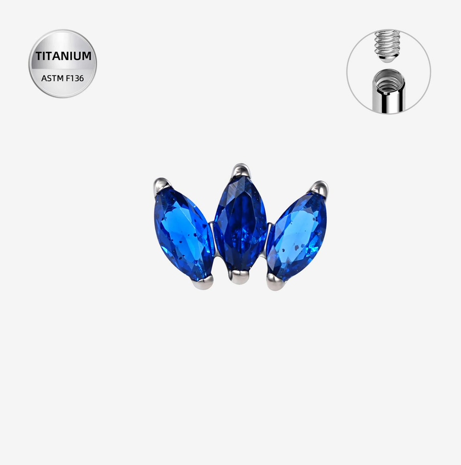 The Titanium Blue CZ Fan Marquise Stud Top