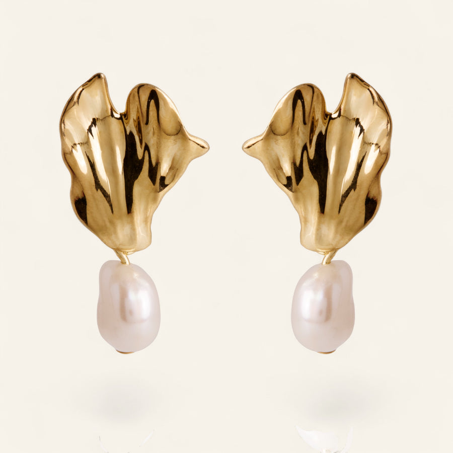 The Sculpted Pearl Petal Earrings