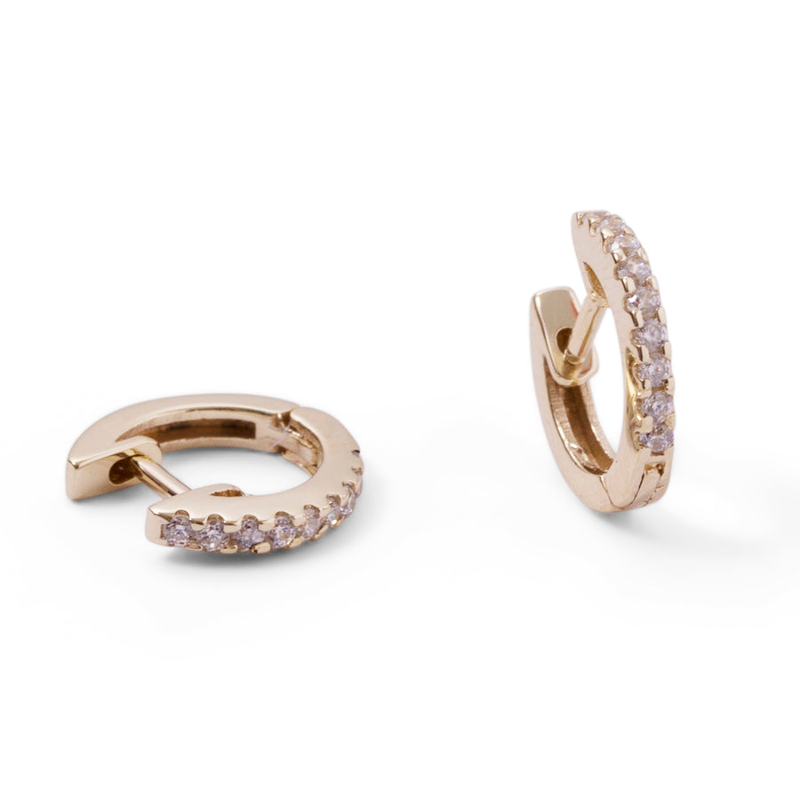 The Medium Stoned Huggie in Gold