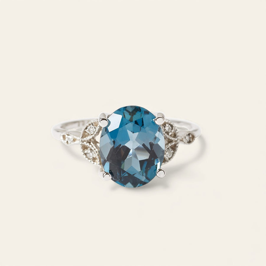 The Tri Diamond Oval Cut Stone Ring in White Gold