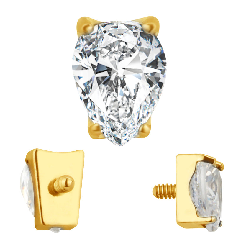 The 24kt PVD Refined Tear Drop CZ Stud Top