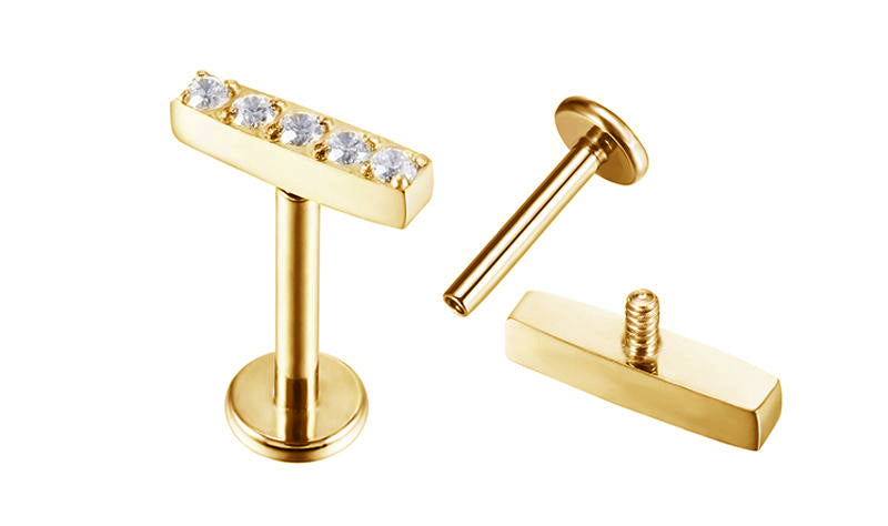 The 24kt PVD Bar CZ Stud Top