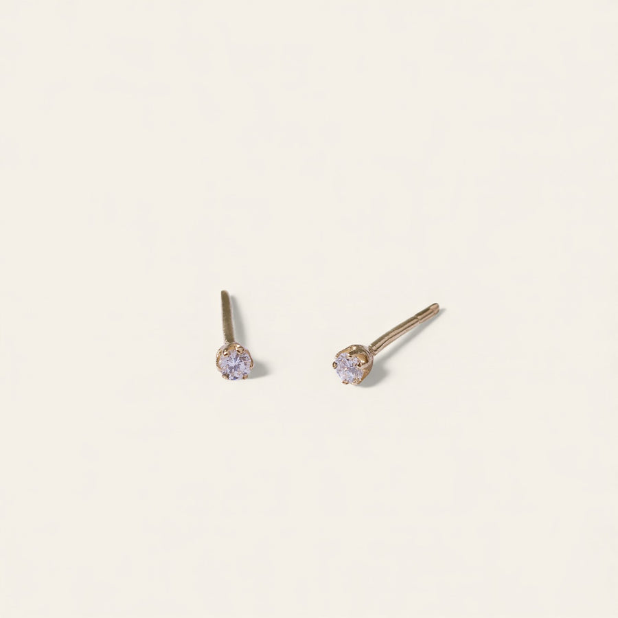 The Mini Prong Stud 9kt Rose Gold Black Diamond