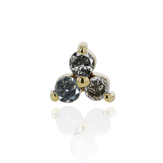 The 14kt Gold Tri Salt and Pepper Diamond Stud Top