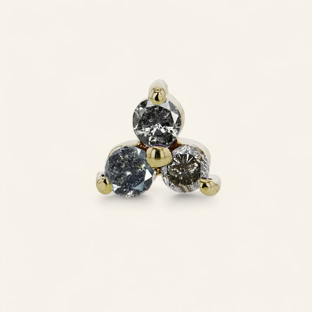 The 14kt Gold Tri Salt and Pepper Diamond Stud Top