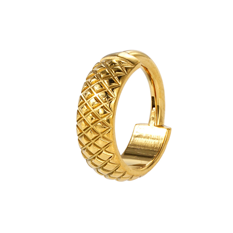 PVD Titanium Golden Quilted Luxe Hinged Segment Ring // 1.2x8mm