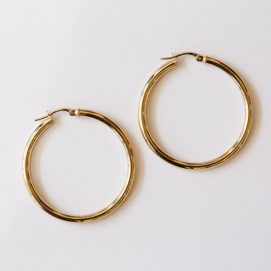 9kt Chunky Gold Hoops / 35x4mm