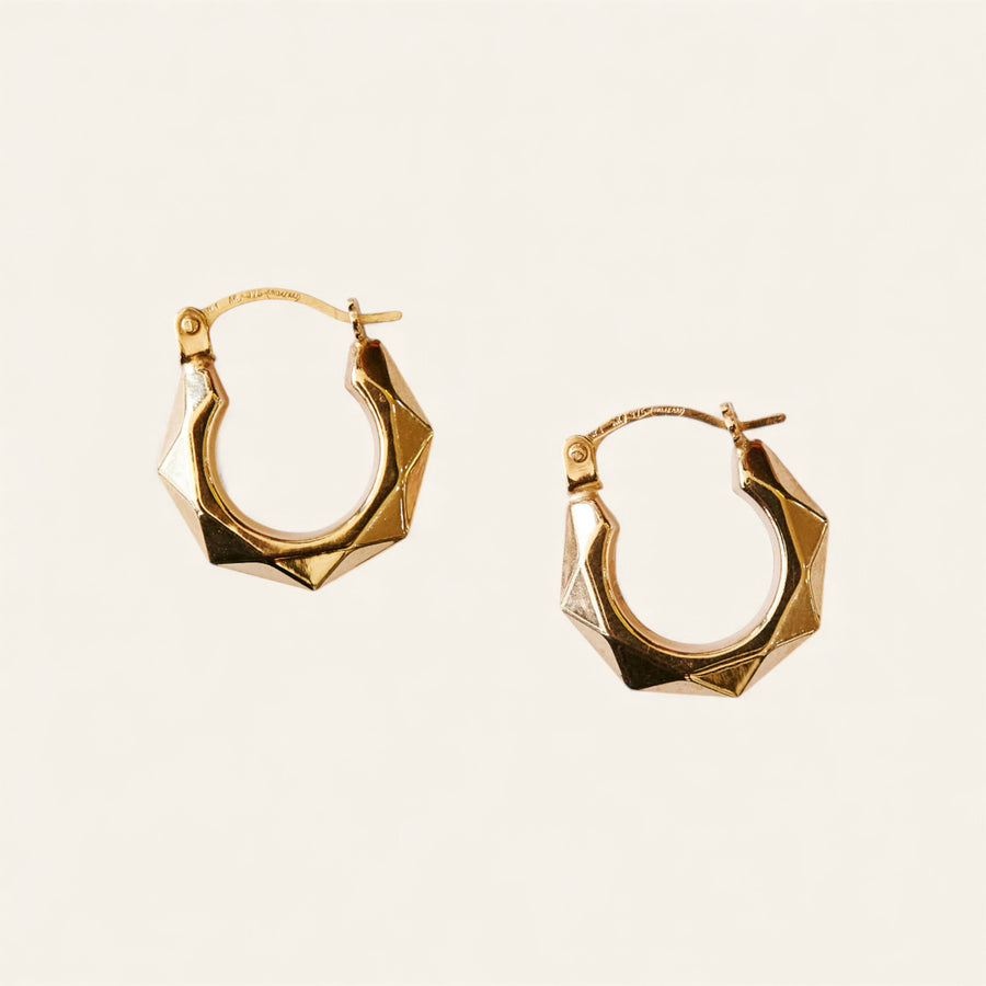 The 9kt Gold Faceted Hoops