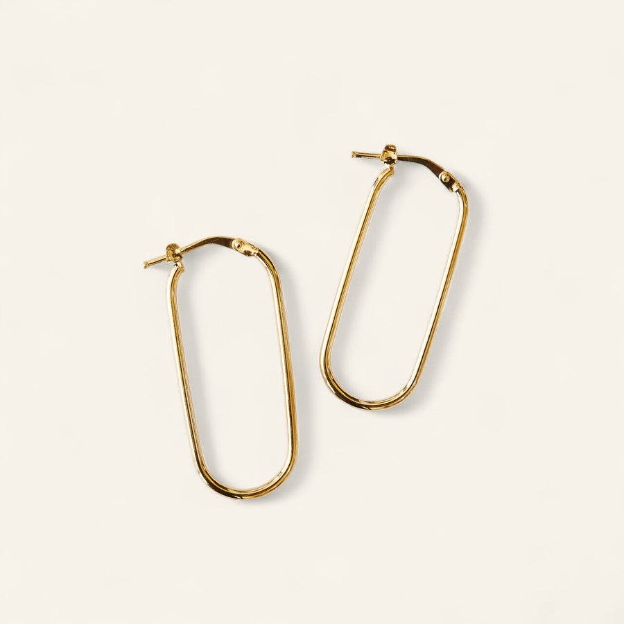 9kt Gold Paperclip Hoops / 35x15mm