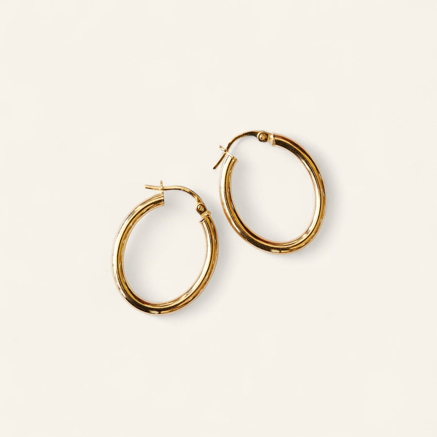 9kt Gold Oval Hoops / 25x20mm