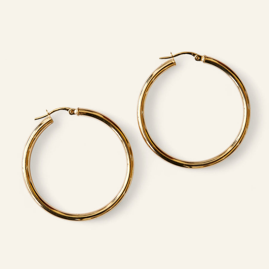 9kt Gold Round Hoops / 30x2.5mm