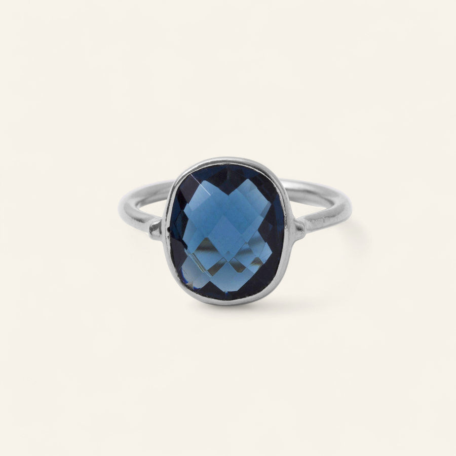 The Raised Rectangle Stone Ring in Silver