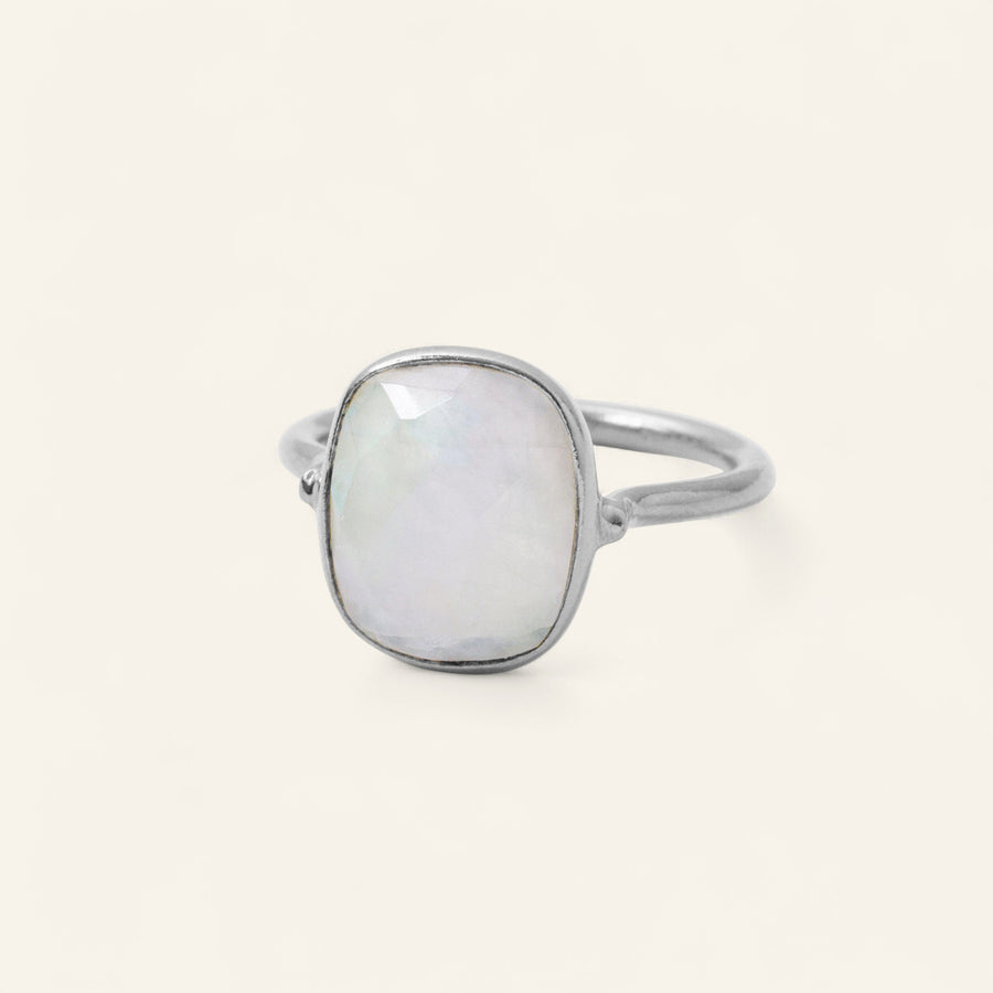 The Raised Rectangle Stone Ring in Silver