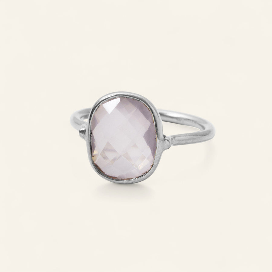 The Raised Rectangle Stone Ring in Silver