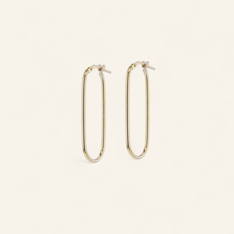 9kt Gold Paperclip Hoops / 35x15mm
