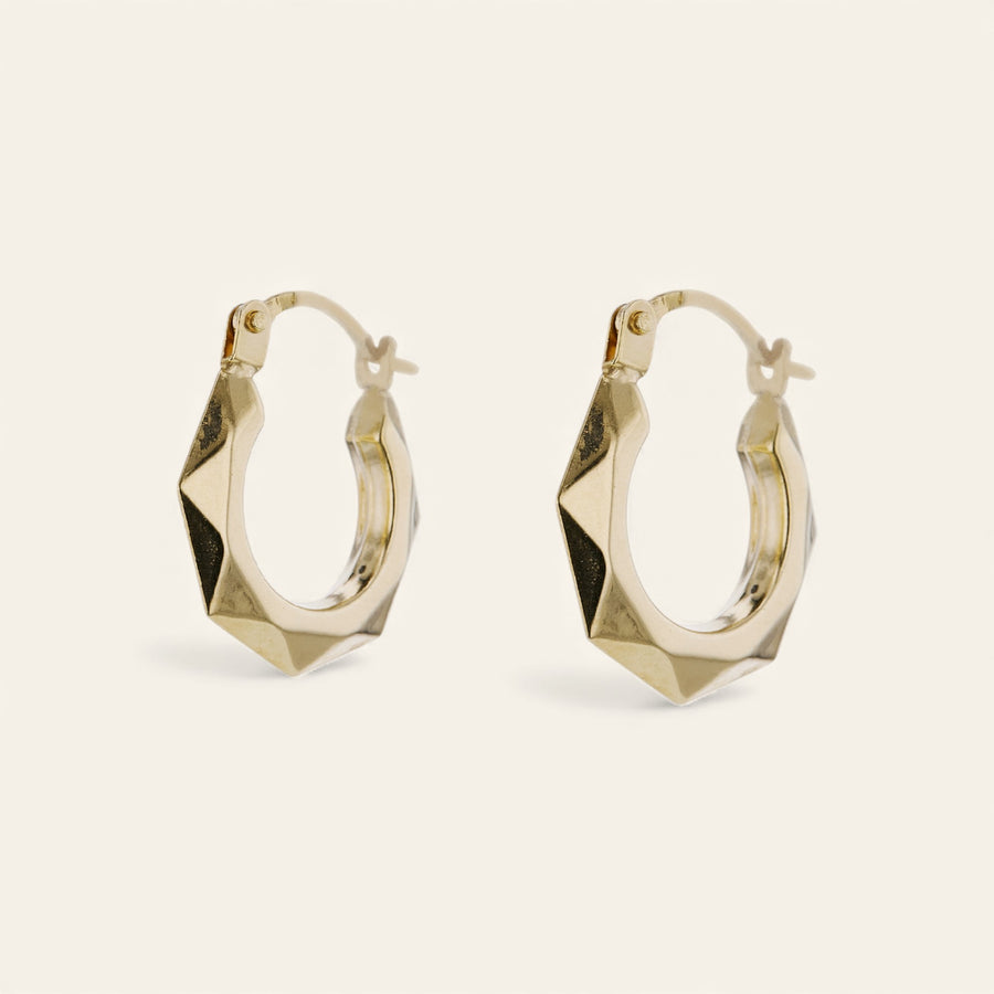 The 9kt Gold Faceted Hoops