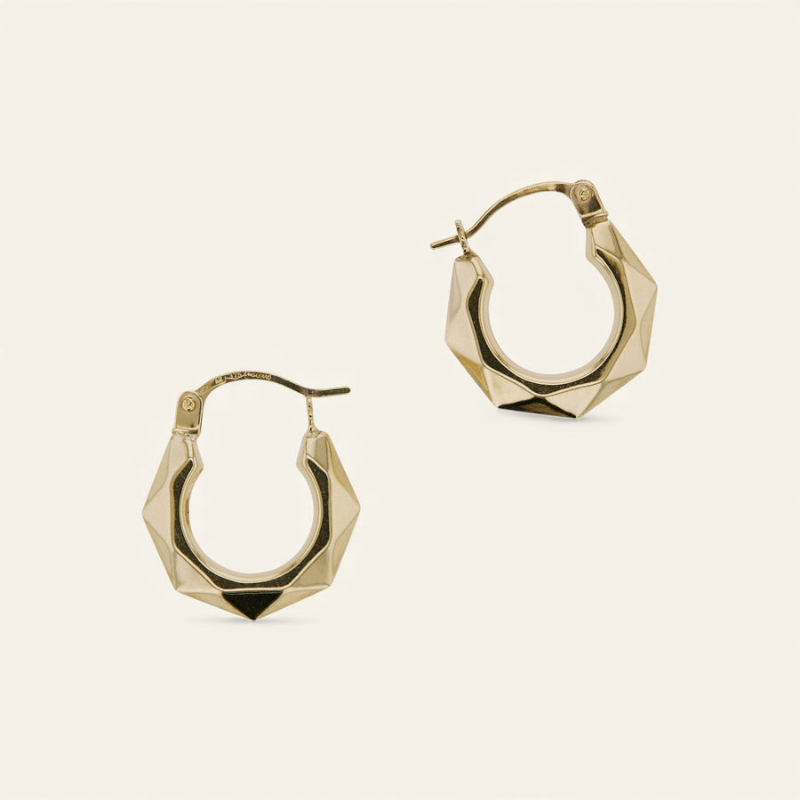 The 9kt Gold Faceted Hoops
